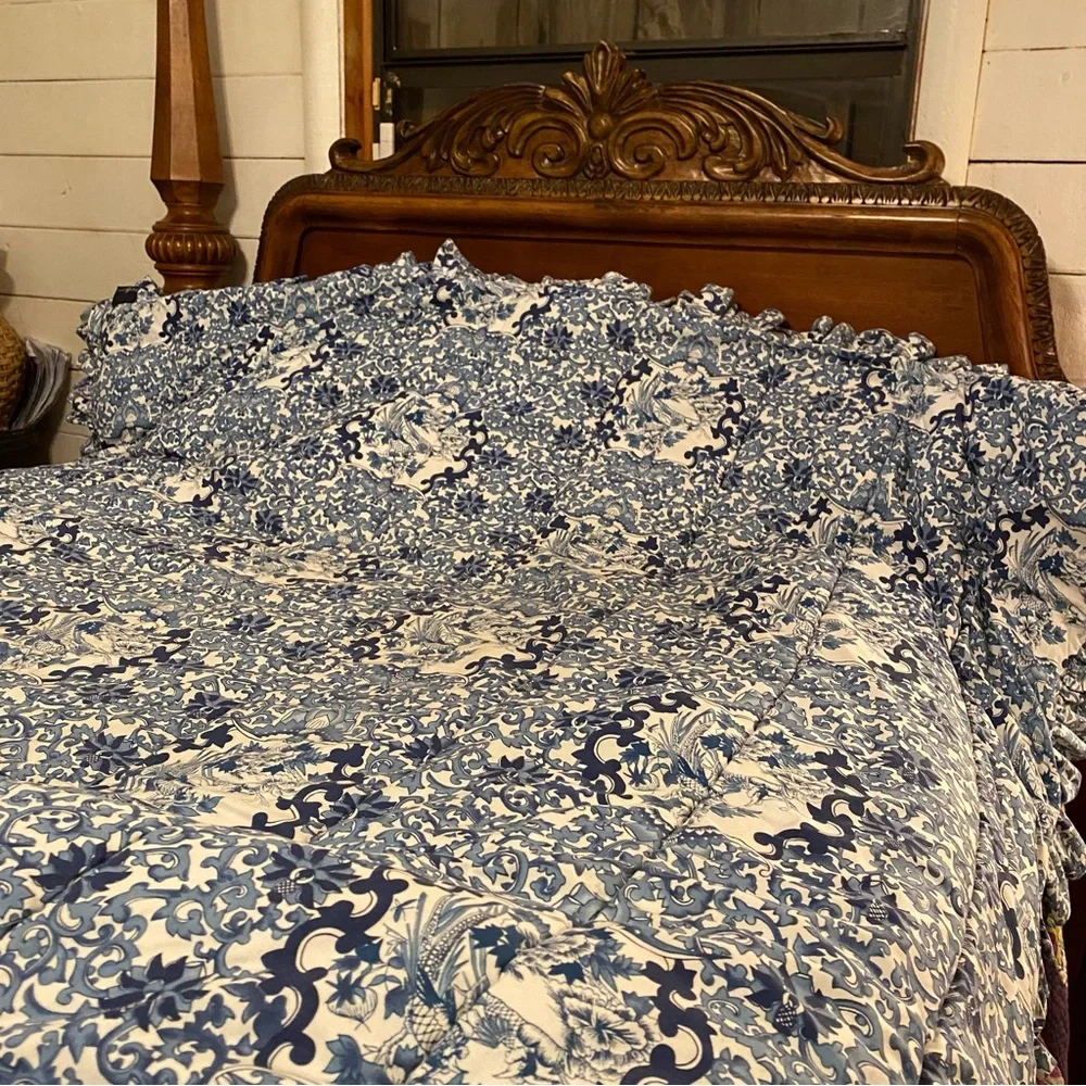 Ralph Lauren RARE Porcelain Blue Tamarind Bird Twin comforter
